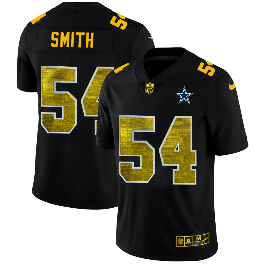 Dallas Cowboys #54 Jaylon Smith Men's Black Nike Golden Sequin Vapor Limited NFL Jersey