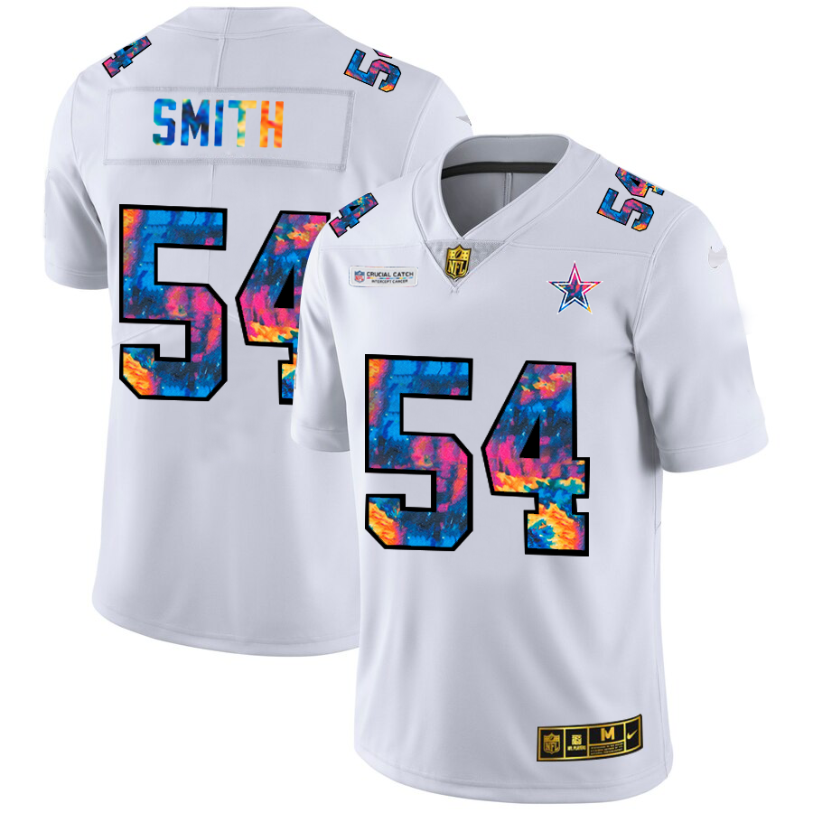 Dallas Cowboys #54 Jaylon Smith Men's White Nike Multi-Color 2020 NFL Crucial Catch Limited NFL Jersey