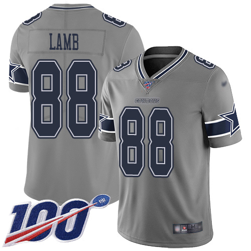 Nike Cowboys #88 CeeDee Lamb Gray Men's Stitched NFL Limited Inverted Legend 100th Season Jersey
