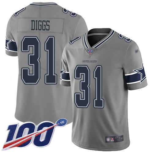 Nike Cowboys #31 Trevon Diggs Gray Men's Stitched NFL Limited Inverted Legend 100th Season Jersey