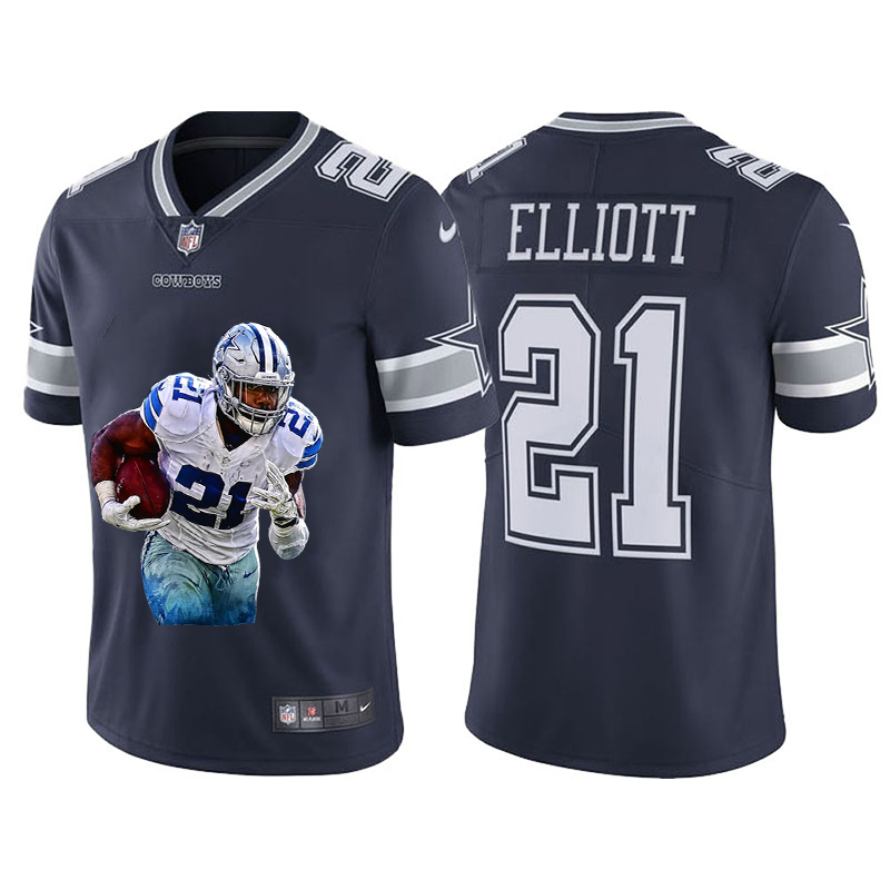 Dallas Cowboys #21 Ezekiel Elliott Men's Nike Player Signature Moves Vapor Limited NFL Jersey Navy Blue