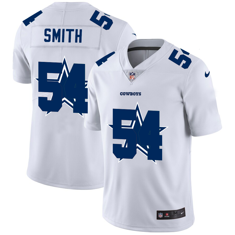 Dallas Cowboys #54 Jaylon Smith White Men's Nike Team Logo Dual Overlap Limited NFL Jersey