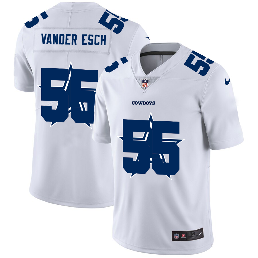 Dallas Cowboys #55 Leighton Vander Esch White Men's Nike Team Logo Dual Overlap Limited NFL Jersey