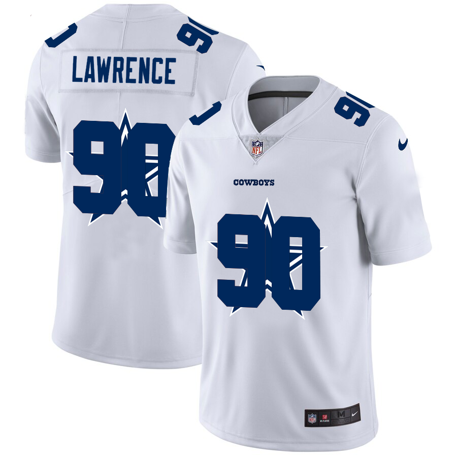 Dallas Cowboys #90 Demarcus Lawrence White Men's Nike Team Logo Dual Overlap Limited NFL Jersey