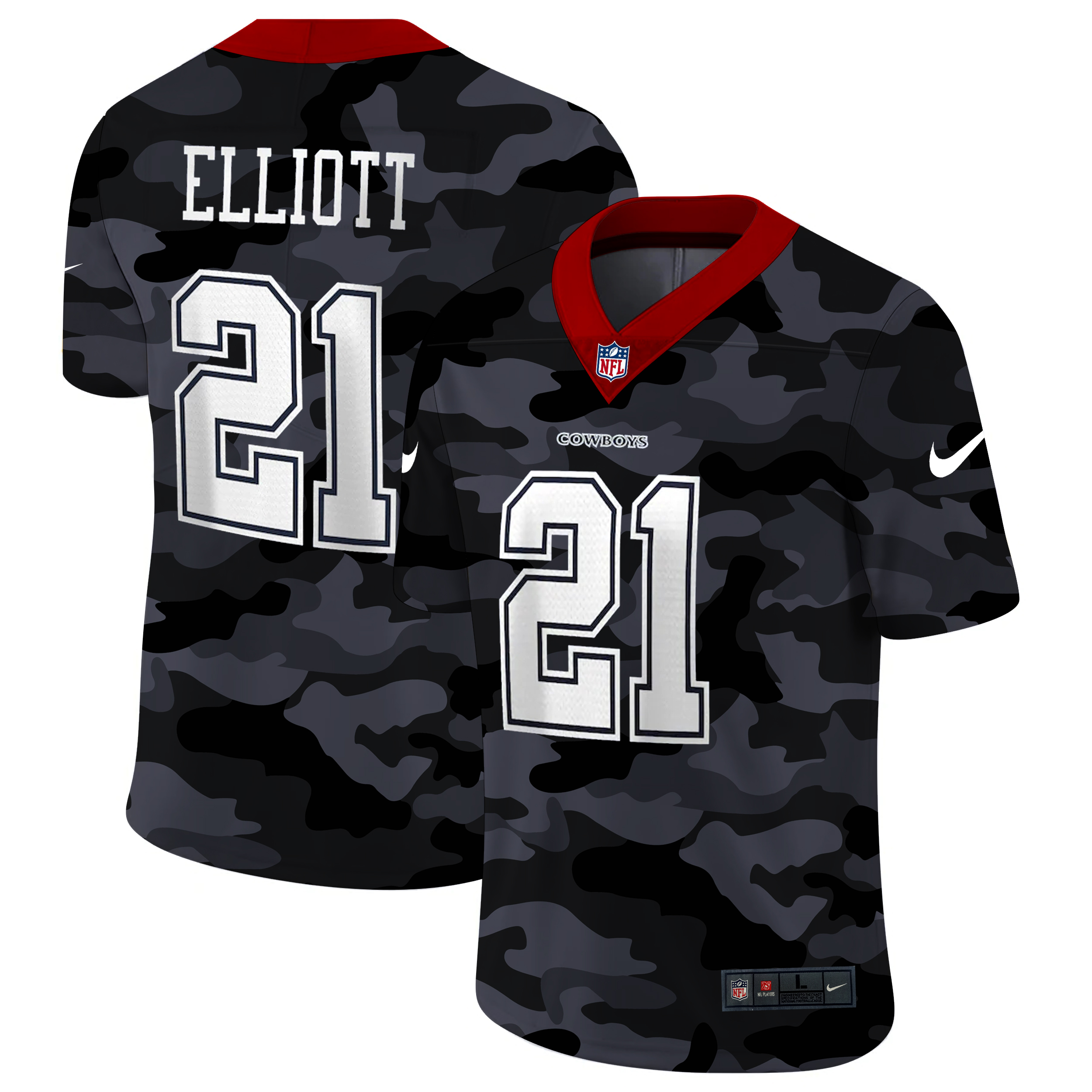Dallas Cowboys #21 Ezekiel Elliott Men's Nike 2020 Black CAMO Vapor Untouchable Limited Stitched NFL Jersey