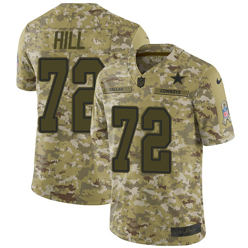 Nike Cowboys #72 Trysten Hill Camo Men's Stitched NFL Limited 2018 Salute To Service Jersey