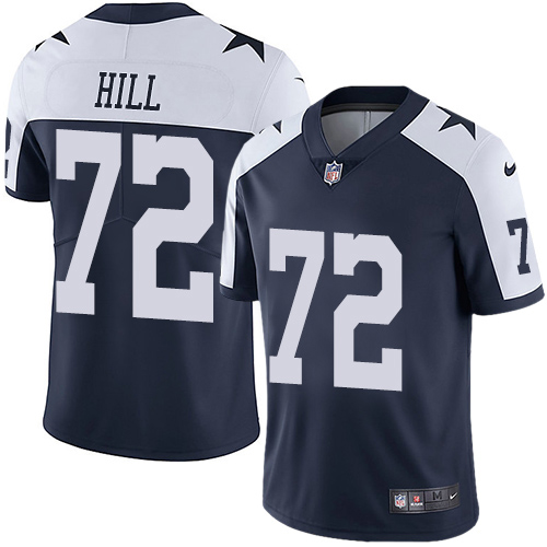 Nike Cowboys #72 Trysten Hill Navy Blue Thanksgiving Men's Stitched NFL Vapor Untouchable Limited Throwback Jersey