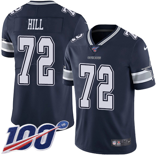 Nike Cowboys #72 Trysten Hill Navy Blue Team Color Men's Stitched NFL 100th Season Vapor Untouchable Limited Jersey