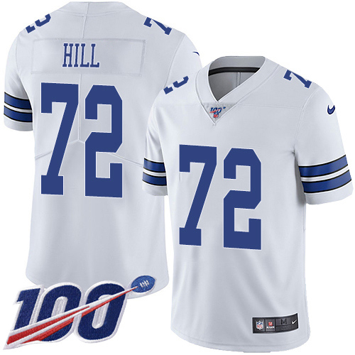Nike Cowboys #72 Trysten Hill White Men's Stitched NFL 100th Season Vapor Untouchable Limited Jersey