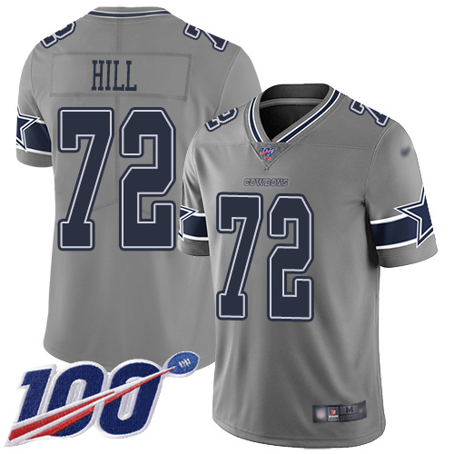 Nike Cowboys #72 Trysten Hill Gray Men's Stitched NFL Limited Inverted Legend 100th Season Jersey