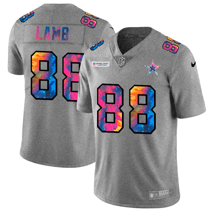 Dallas Cowboys #88 CeeDee Lamb Men's Nike Multi-Color 2020 NFL Crucial Catch NFL Jersey Greyheather