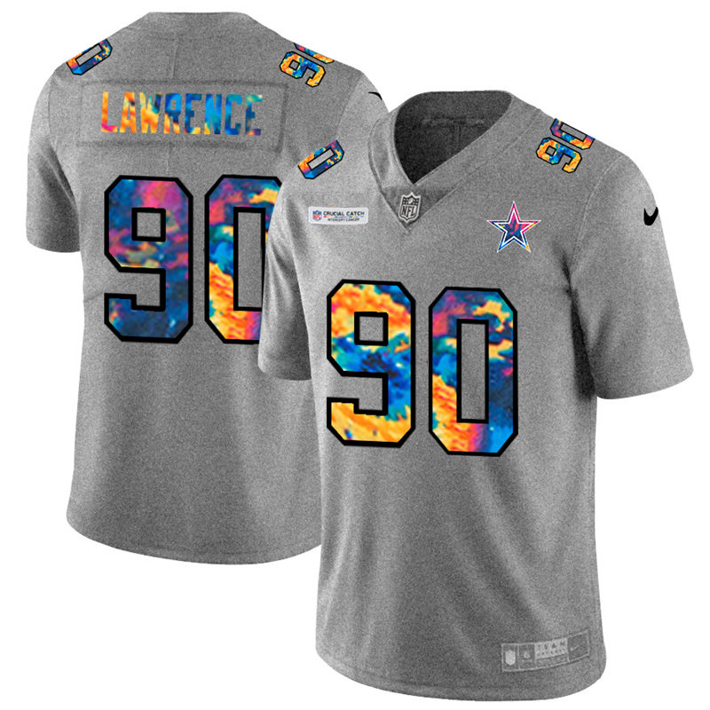 Dallas Cowboys #90 Demarcus Lawrence Men's Nike Multi-Color 2020 NFL Crucial Catch NFL Jersey Greyheather