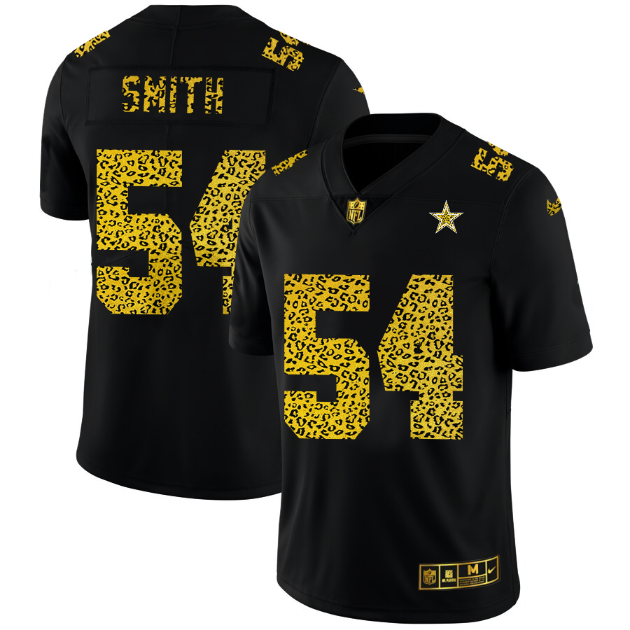Dallas Cowboys #54 Jaylon Smith Men's Nike Leopard Print Fashion Vapor Limited NFL Jersey Black