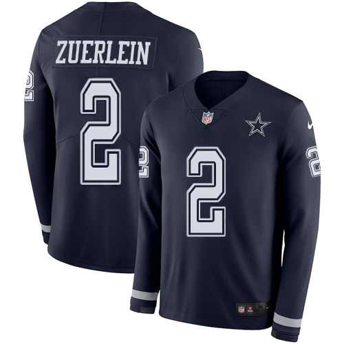 Nike Cowboys #2 Greg Zuerlein Navy Blue Team Color Men's Stitched NFL Limited Therma Long Sleeve Jersey