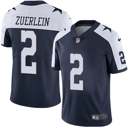 Nike Cowboys #2 Greg Zuerlein Navy Blue Thanksgiving Men's Stitched NFL Vapor Untouchable Limited Throwback Jersey