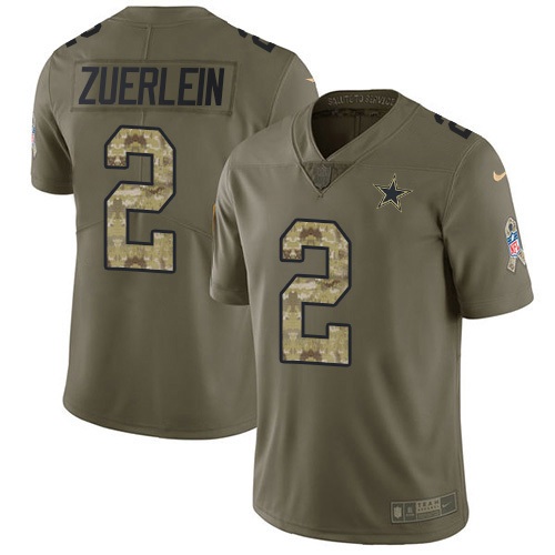 Nike Cowboys #2 Greg Zuerlein Olive/Camo Men's Stitched NFL Limited 2017 Salute To Service Jersey