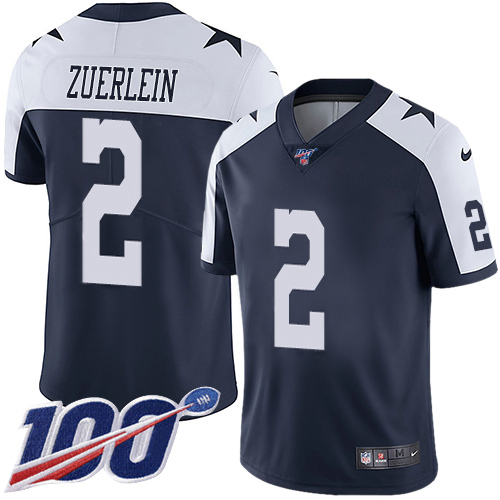 Nike Cowboys #2 Greg Zuerlein Navy Blue Thanksgiving Men's Stitched NFL 100th Season Vapor Throwback Limited Jersey