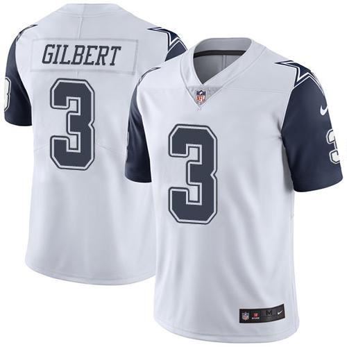 Nike Cowboys #3 Garrett Gilbert White Men's Stitched NFL Limited Rush Jersey