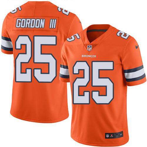 Nike Broncos #25 Melvin Gordon III Orange Men's Stitched NFL Limited Rush Jersey