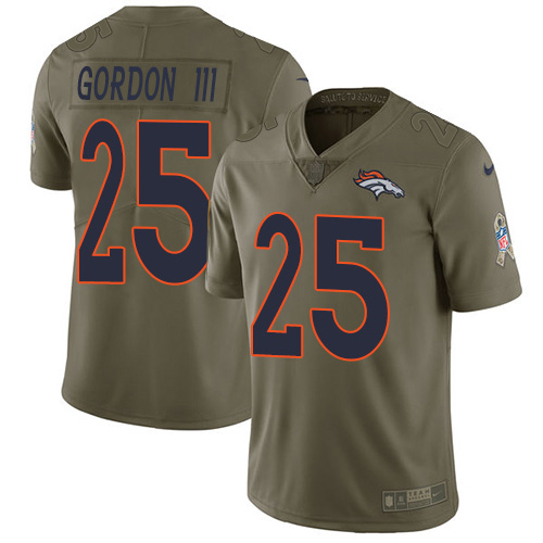 Nike Broncos #25 Melvin Gordon III Olive Men's Stitched NFL Limited 2017 Salute To Service Jersey