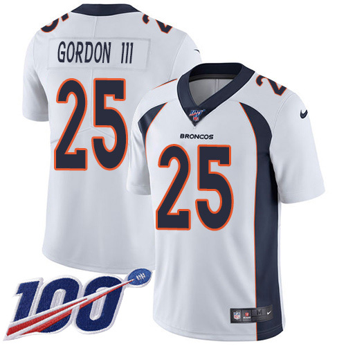 Nike Broncos #25 Melvin Gordon III White Men's Stitched NFL 100th Season Vapor Untouchable Limited Jersey
