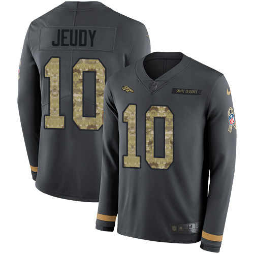 Nike Broncos #10 Jerry Jeudy Anthracite Salute to Service Men's Stitched NFL Limited Therma Long Sleeve Jersey Nike Broncos #10 Jerry Jeudy Anthracite Salute to Service Men's Stitched NFL Limited Therma Long Sleeve Jersey