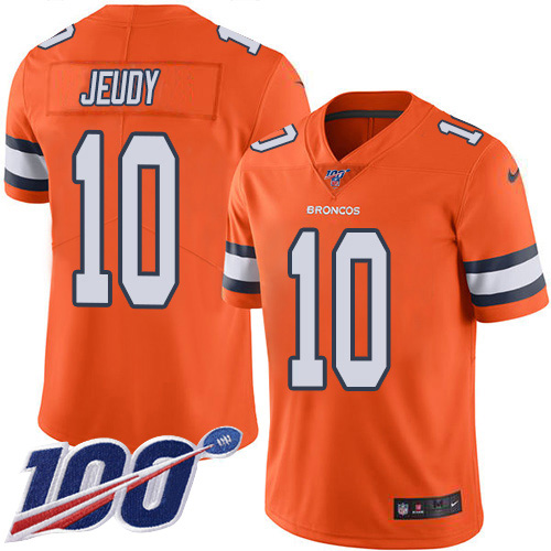Nike Broncos #10 Jerry Jeudy Orange Men's Stitched NFL Limited Rush 100th Season Jersey
