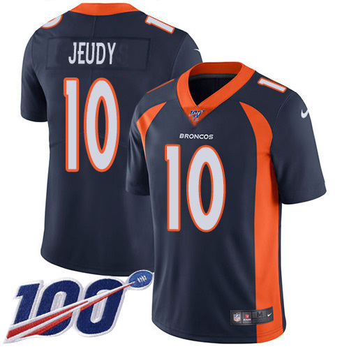 Nike Broncos #10 Jerry Jeudy Navy Blue Alternate Men's Stitched NFL 100th Season Vapor Untouchable Limited Jersey Nike Broncos #10 Jerry Jeudy Navy Blue Alternate Men's Stitched NFL 100th Season Vapor Untouchable Limited Jersey