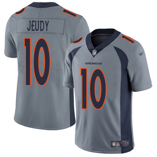Nike Broncos #10 Jerry Jeudy Gray Men's Stitched NFL Limited Inverted Legend Jersey