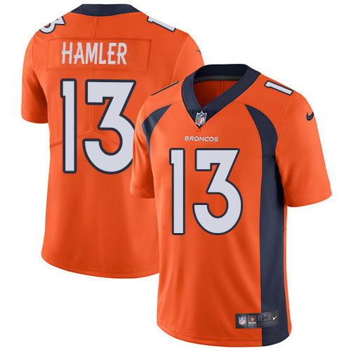 Nike Broncos #13 KJ Hamler Orange Team Color Men's Stitched NFL Vapor Untouchable Limited Jersey