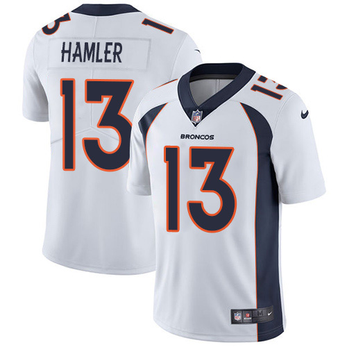 Nike Broncos #13 KJ Hamler White Men's Stitched NFL Vapor Untouchable Limited Jersey