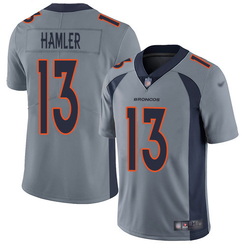 Nike Broncos #13 KJ Hamler Gray Men's Stitched NFL Limited Inverted Legend Jersey