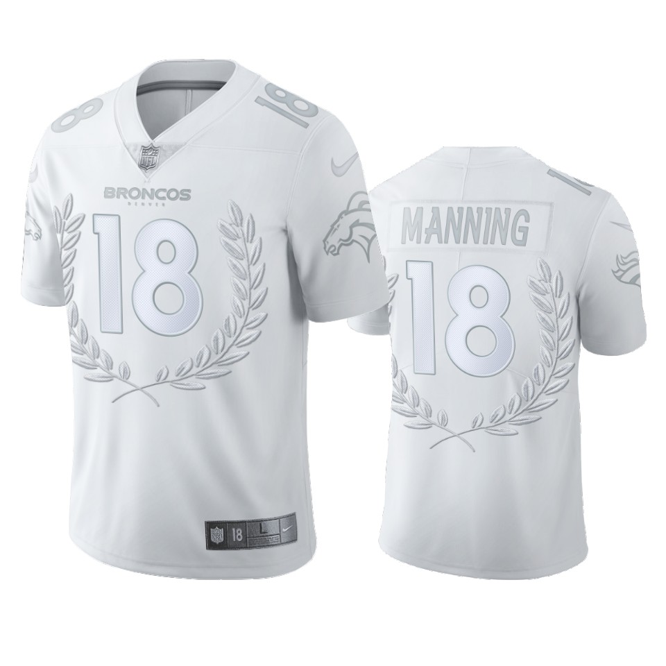 Denver Broncos #18 Peyton Manning Men''s Nike Platinum NFL MVP Limited Edition Jersey