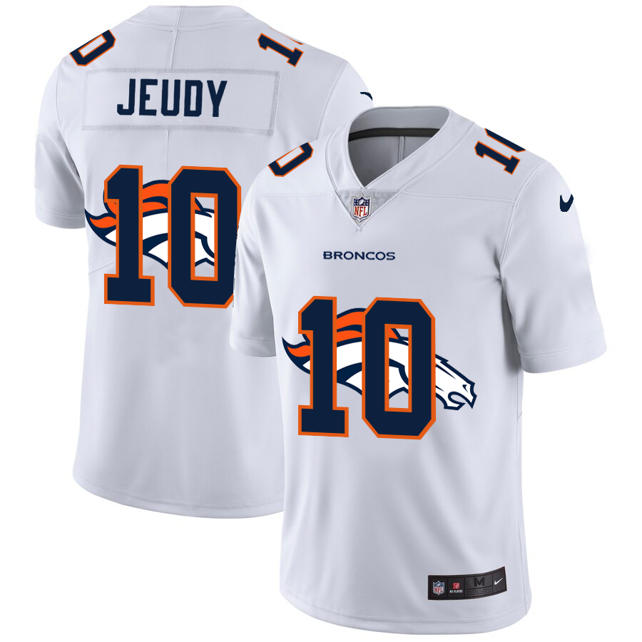 Denver Broncos #10 Jerry Jeudy White Men's Nike Team Logo Dual Overlap Limited NFL Jersey