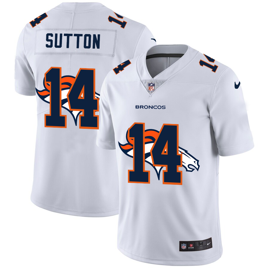 Denver Broncos #14 Courtland Sutton White Men's Nike Team Logo Dual Overlap Limited NFL Jersey