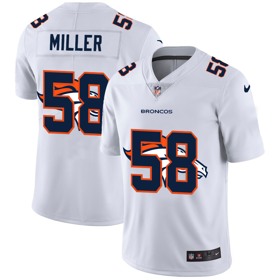 Denver Broncos #58 Von Miller White Men's Nike Team Logo Dual Overlap Limited NFL Jersey