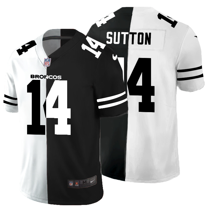 Denver Broncos #14 Courtland Sutton Men's Black V White Peace Split Nike Vapor Untouchable Limited NFL Jersey
