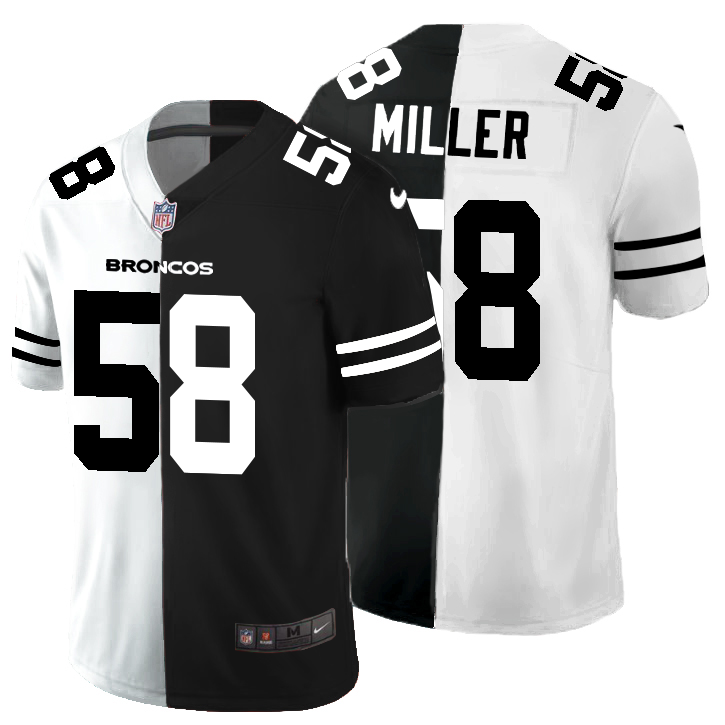 Denver Broncos #58 Von Miller Men's Black V White Peace Split Nike Vapor Untouchable Limited NFL Jersey