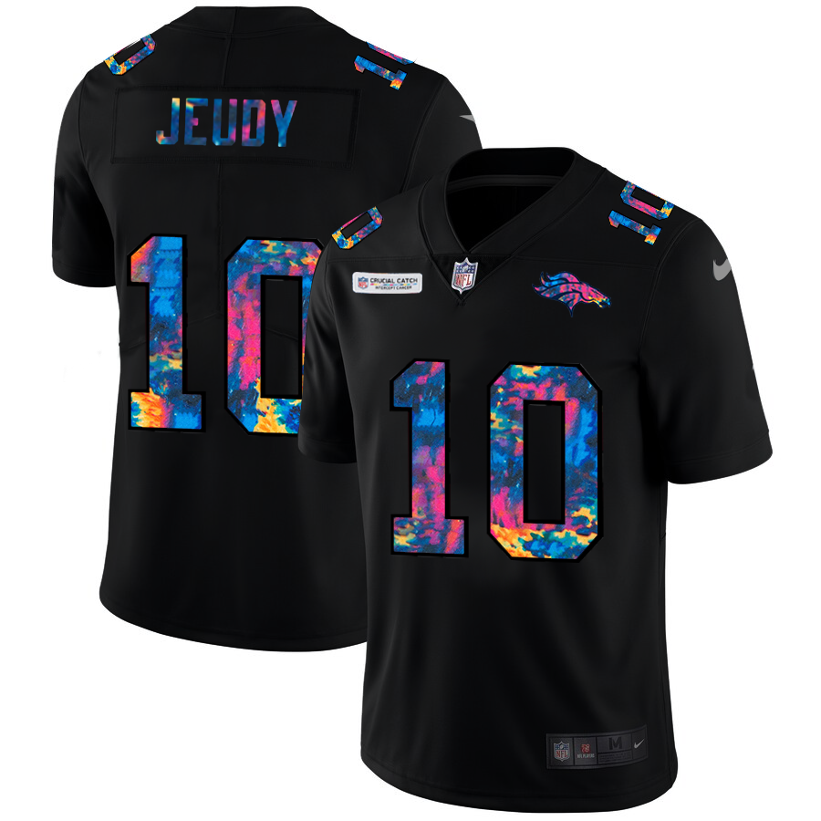 Denver Broncos #10 Jerry Jeudy Men's Nike Multi-Color Black 2020 NFL Crucial Catch Vapor Untouchable Limited Jersey