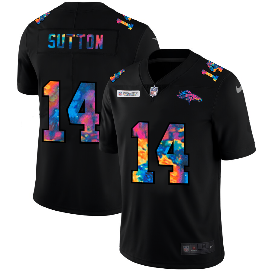 Denver Broncos #14 Courtland Sutton Men's Nike Multi-Color Black 2020 NFL Crucial Catch Vapor Untouchable Limited Jersey