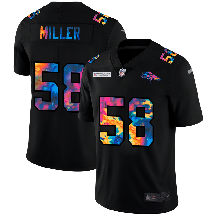 Denver Broncos #58 Von Miller Men's Nike Multi-Color Black 2020 NFL Crucial Catch Vapor Untouchable Limited Jersey