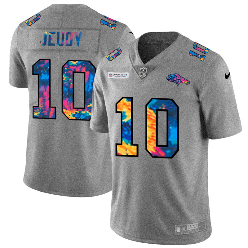 Denver Broncos #10 Jerry Jeudy Men's Nike Multi-Color 2020 NFL Crucial Catch NFL Jersey Greyheather