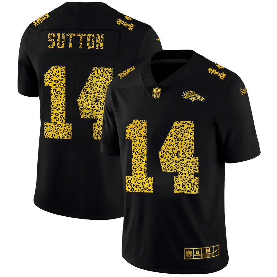 Denver Broncos #14 Courtland Sutton Men's Nike Leopard Print Fashion Vapor Limited NFL Jersey Black