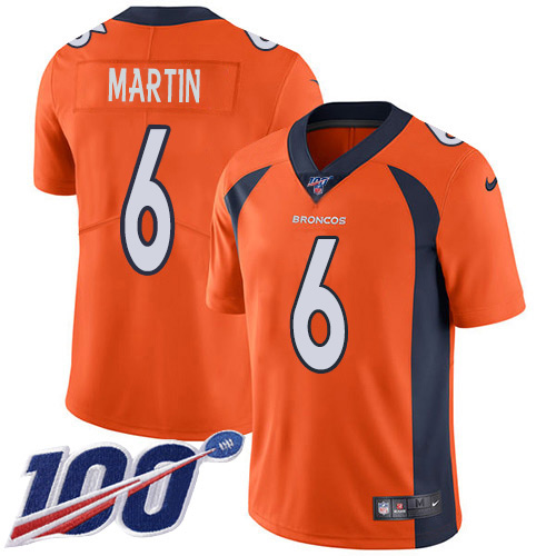 Nike Broncos #6 Sam Martin Orange Team Color Men's Stitched NFL 100th Season Vapor Untouchable Limited Jersey
