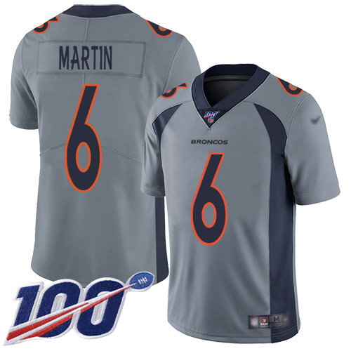 Nike Broncos #6 Sam Martin Gray Men's Stitched NFL Limited Inverted Legend 100th Season Jersey