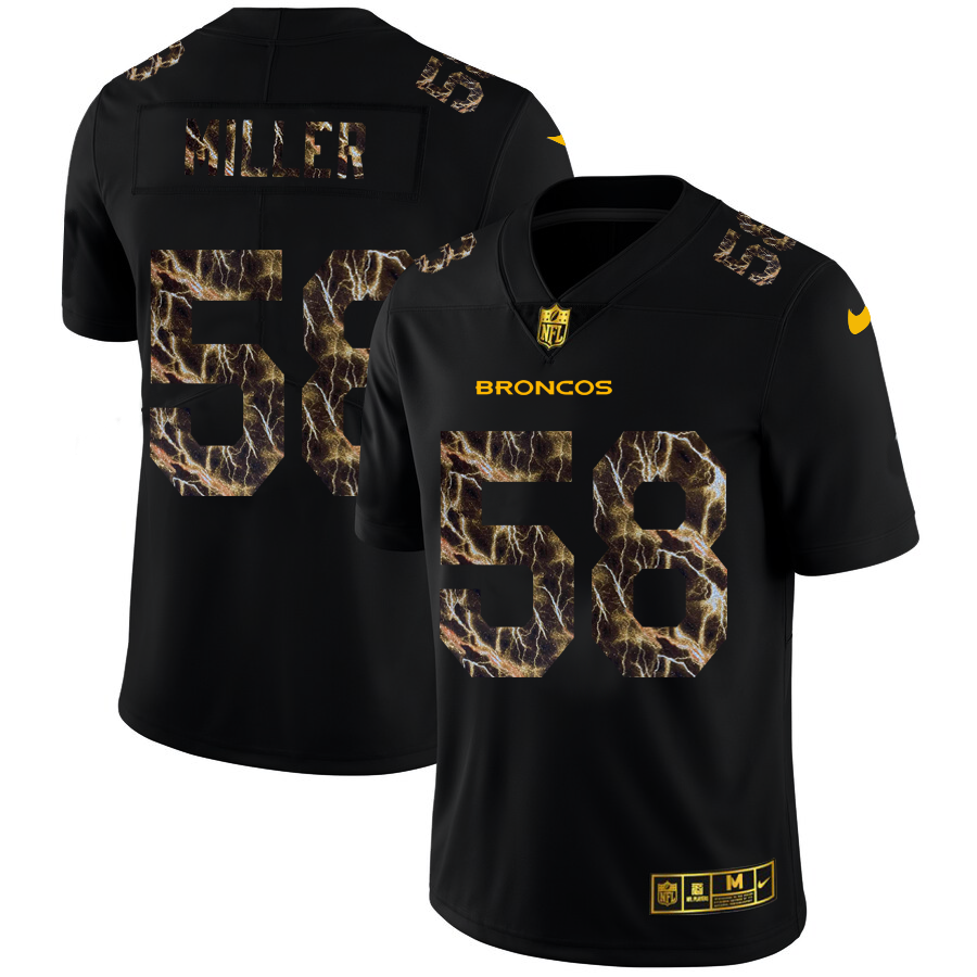 Denver Broncos #58 Von Miller Men's Black Nike Flocked Lightning Vapor Limited NFL Jersey