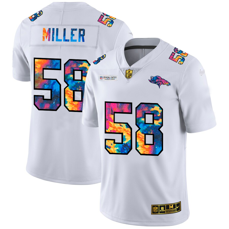 Denver Broncos #58 Von Miller Men's White Nike Multi-Color 2020 NFL Crucial Catch Limited NFL Jersey