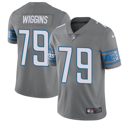 Nike Lions #79 Kenny Wiggins Gray Men's Stitched NFL Limited Rush Jersey