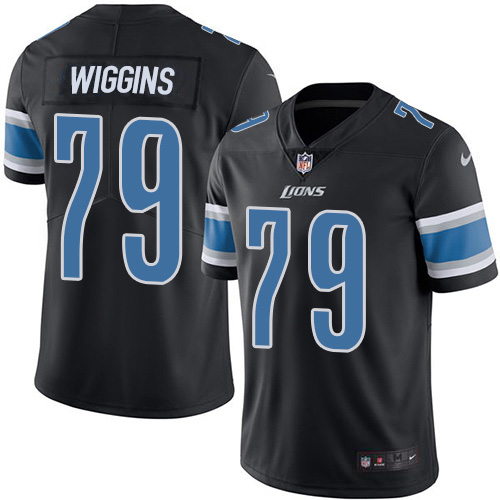 Nike Lions #79 Kenny Wiggins Black Men's Stitched NFL Limited Rush Jersey