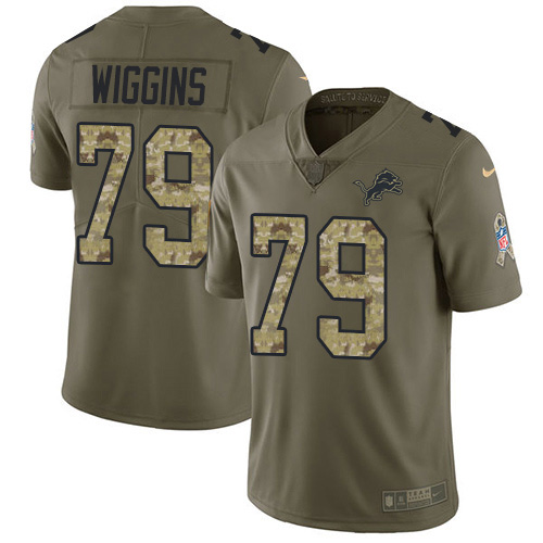 Nike Lions #79 Kenny Wiggins Olive/Camo Men's Stitched NFL Limited 2017 Salute To Service Jersey